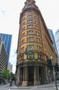 Traditional heritage architecture and a vintage sandstone facade building of the Radisson Blu Plaza Hotel Sydney.